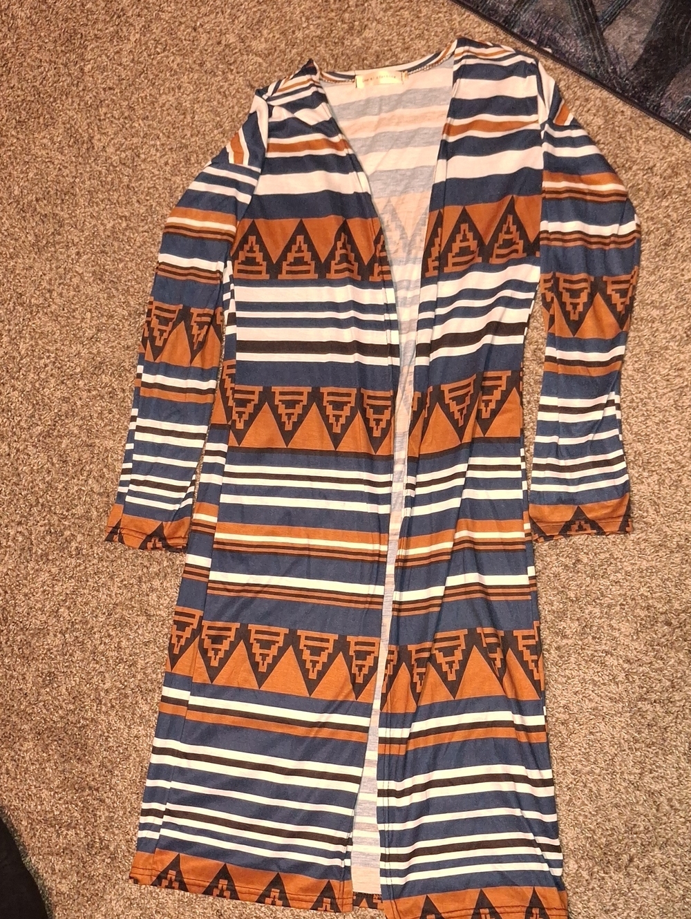 Women's Cardigan - Navy, Rust & Cream